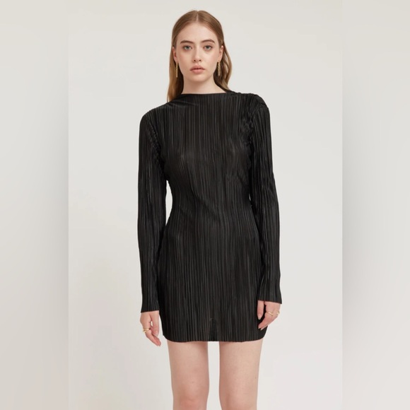 Tojhà Chante Tunic Pleated Black Mini Dress Long Sleeve - Picture 16 of 16
